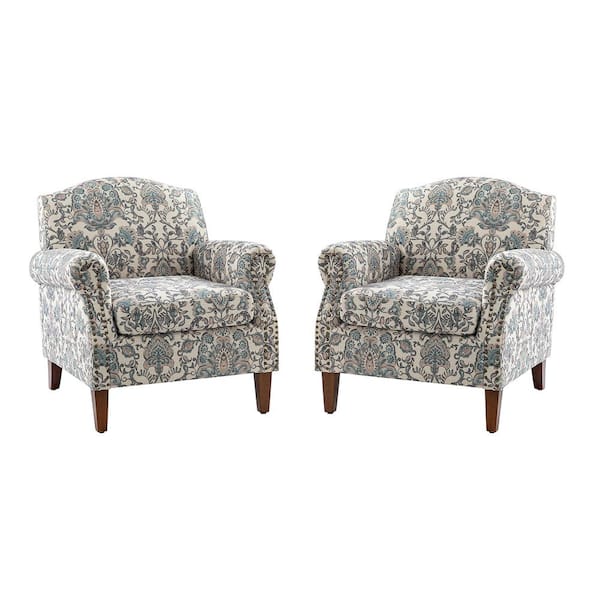 JAYDEN CREATION Gianluigi Blue Armchair with Nailhead Trims (set of 2)