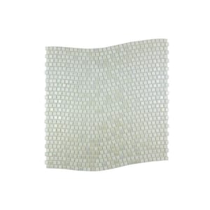 Galaxy Iridescent White Wavy Square Mosaic 3 in. x 3 in. Glass Decorative Tile Sample