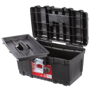16 in. Plastic Portable Tool Box with Metal Latch (1.6 mm) in Black