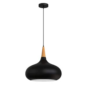 12.20 in. 1-Light Matte Black Island Pendant with Bowl Shaped, Minimalist Style