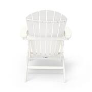 Vail 48 in. Two-Toned White Round Top Fire Pit, 5-Piece Plastic Patio Conversation Set with White Hampton Chairs