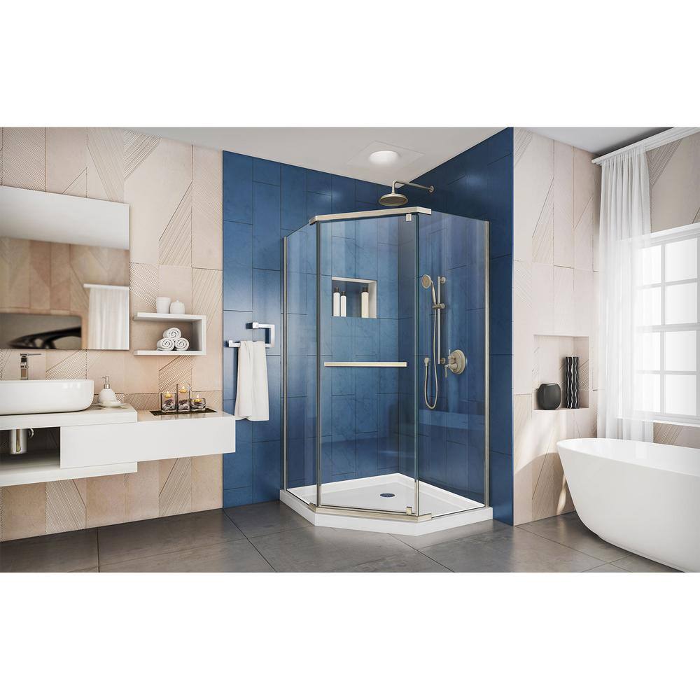 DreamLine Frameless Neo-Angle Pivot Shower Enclosure with Brushed Nickel Finish