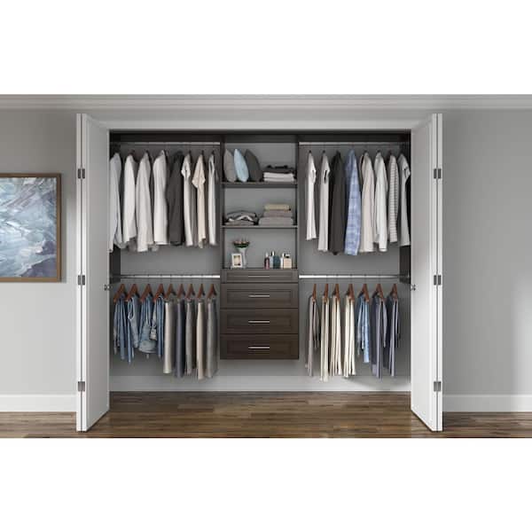 Closet Evolution Modern Raised Ultimate 60 in. W - 96 in. W Espresso Wood  Closet System TR64 - The Home Depot