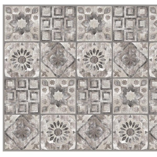 Dundee Deco 3D Falkirk Retro III 36 in. x 24 in. Beige Brown Faux Tile PVC Decorative Wall Paneling (5-Pack)
