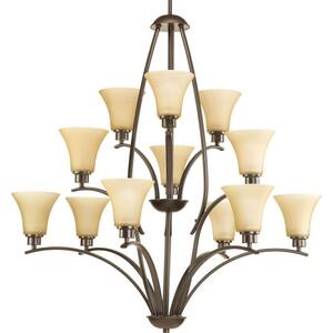 Joy Collection 12-Light Antique Bronze Chandelier with Etched Hammered Glass Shade