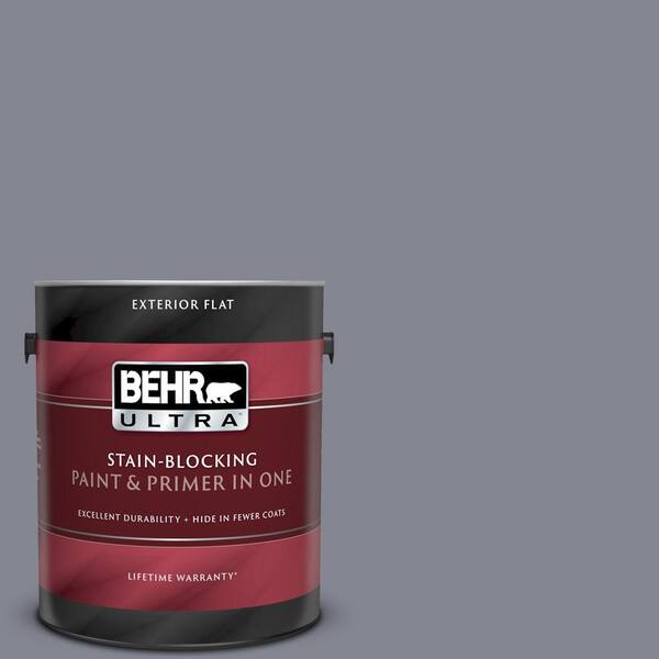 BEHR ULTRA 1 gal. #UL240-6 Gray Heather Flat Exterior Paint and Primer in One