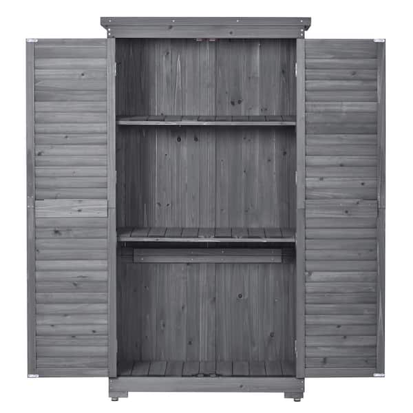 Unbranded 1 ft. W x 0.5 ft. D Wooden Garden Shed 3-Tier Patio Storage Cabinet Outdoor Wooden Lockers with Fir Wood 1.5 sq. ft.
