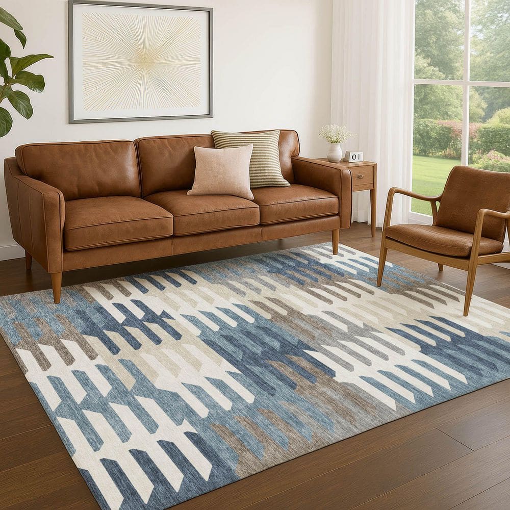 Chantille Machine Washable Indoor/Outdoor Abstract ACN2328 Denim 8 ft. x 10 ft. Area Rug price history on PriceWatchPro