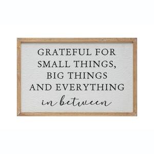 Framed Wood Wall Art Decor "Grateful" Decorative Sign