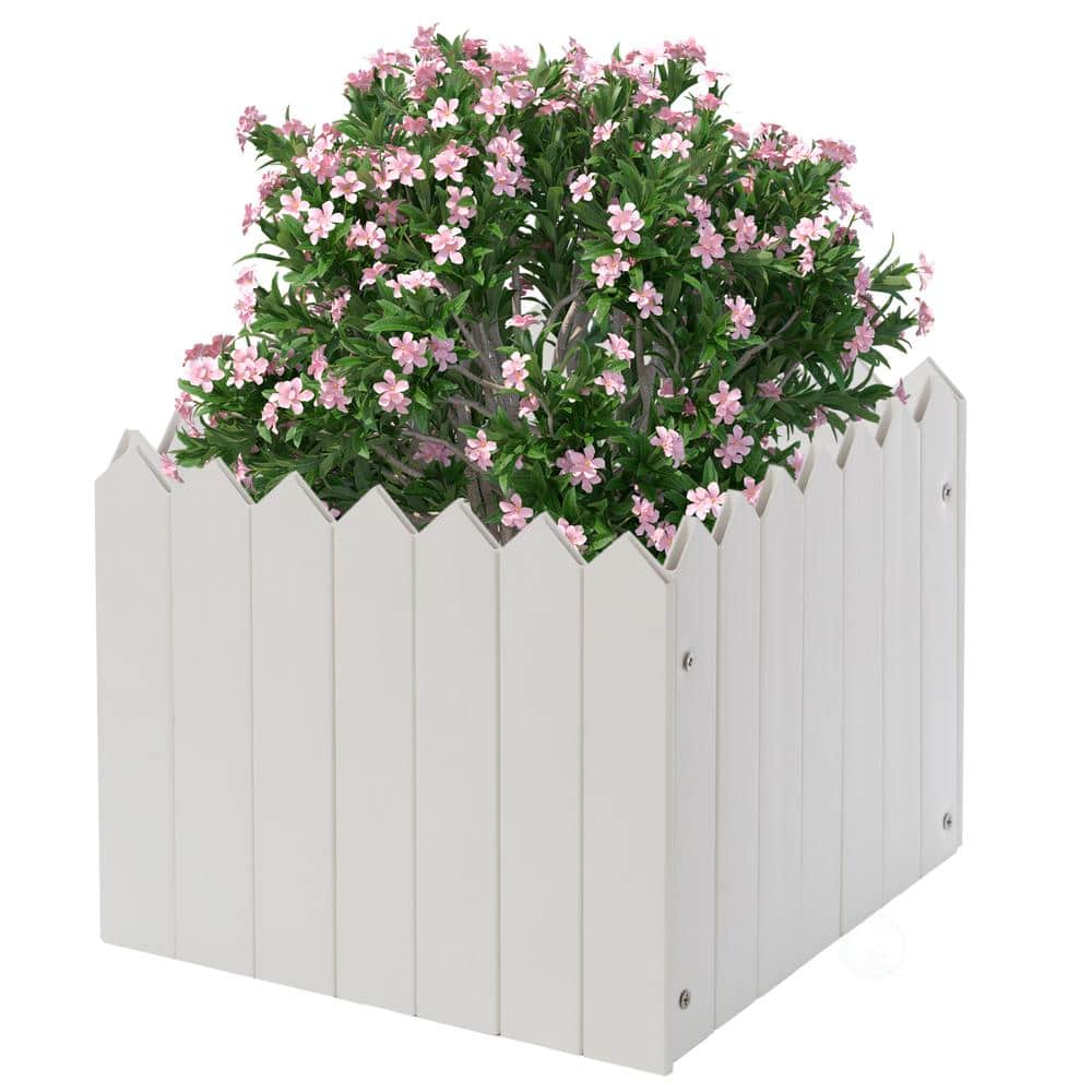 Traditional Square White Vinyl Outdoor Planter Box, 10.5"