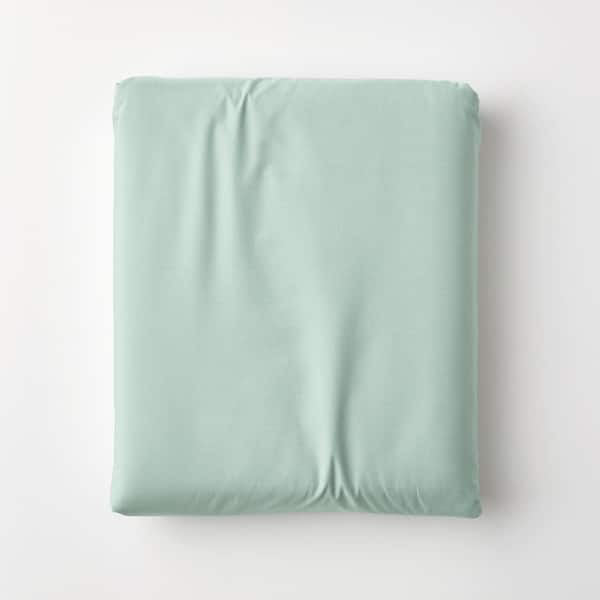 The Company Store Company Cotton Sea Mist Solid 300-Thread Count Cotton Percale Twin XL Fitted Sheet