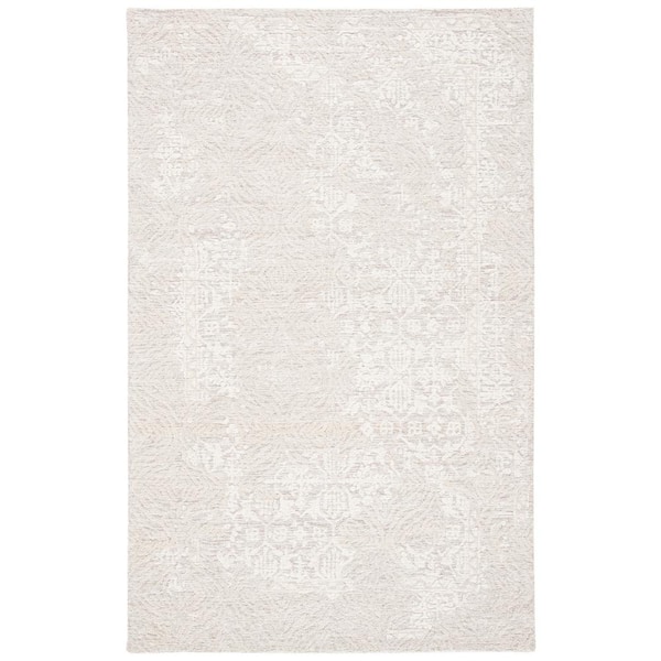 SAFAVIEH Metro Natural/Ivory 4 ft. x 6 ft. Solid Color Floral Area Rug