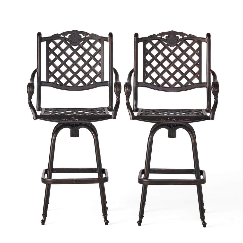 Noble House Nina Swivel Metal Outdoor Bar Stool (2Pack) 66781 The Home Depot