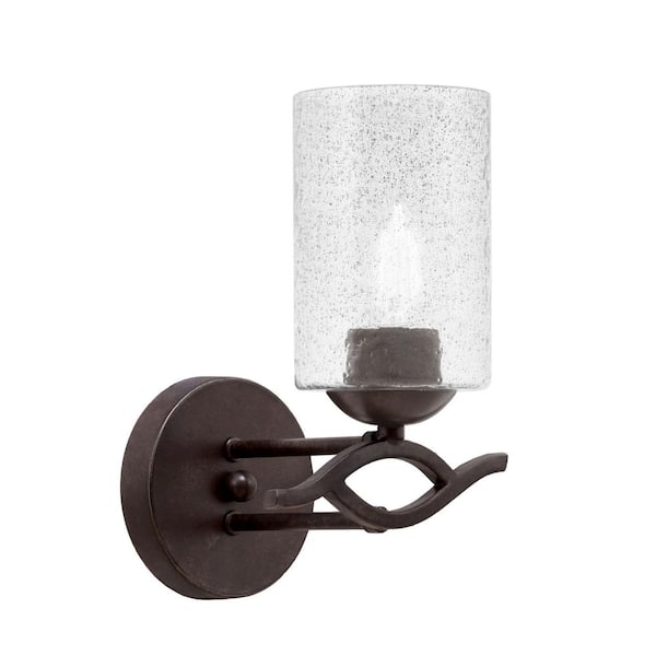 Unbranded Revo 1-Light Dark Granite Wall Sconce 4 in. Smoke Bubble Glass