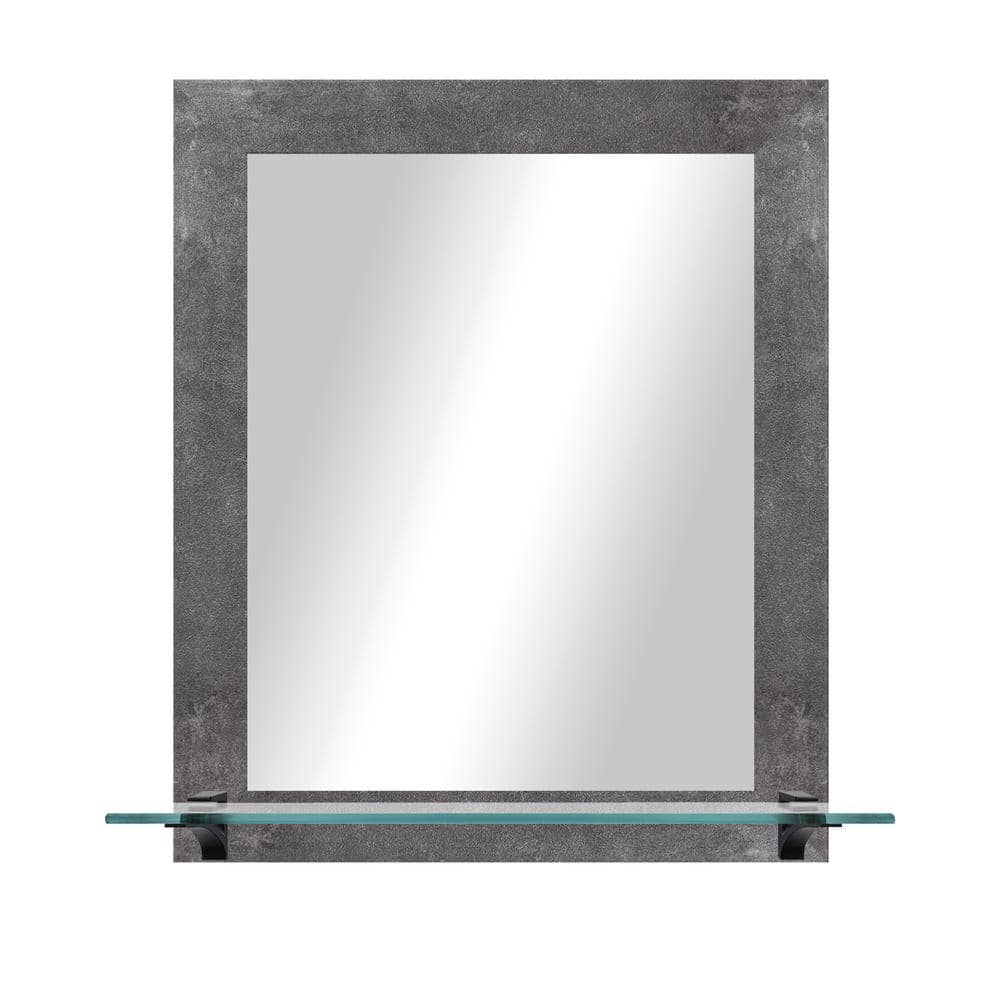 21.5 in. W x 25.5 in. H Rectangular Framed Concrete Vertical Wall Mirror wi