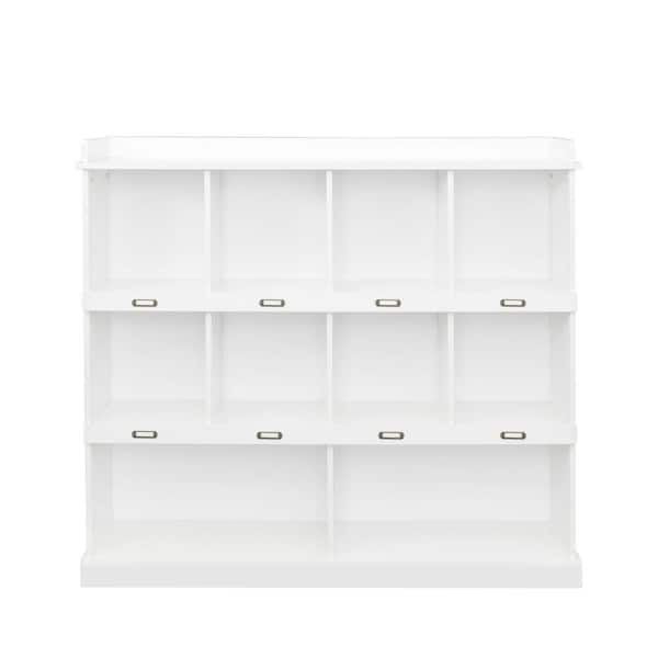 Unbranded 53.15 in. W x 11.81 in. D x 47.24 in. H White Bathroom Linen Cabinet, 10-shelf Bookcase
