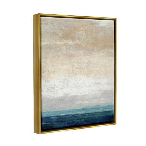 The Stupell Home Decor Collection Distressed Ocean Landscape Abstract Design By Suzanne Nicoll Floater Frame Abstract Art Print 31 in. x 25 in.
