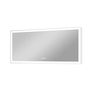 ERIC 60 in. W x 28 in. H Rectangular Aluminum Framed Anti-Fog LED Light Wall Bathroom Vanity Mirror in White,3000K-6000K