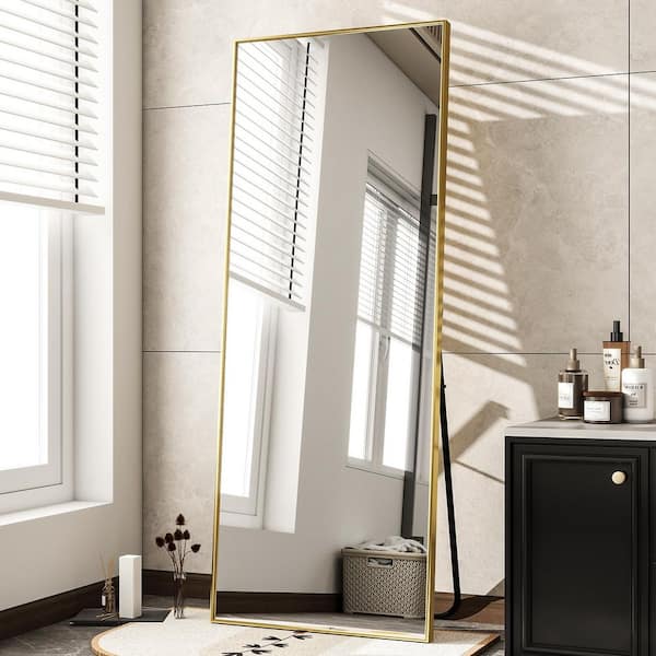 Gold 21 in. W x 64 in. H Rectangular Modern Aluminum Alloy Framed Full Length Mirror Floor Mirror