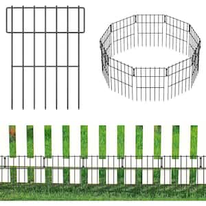 Black Metal Decorative Garden Fence, No Dig Animal Barrier Border Fencing Panel (10-Pack)