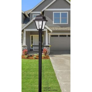 7 ft. Black Outdoor Direct Burial Lamp Post with Cross Arm and Auto Dusk-Dawn Photocell fits 3 in. Post Top Fixtures