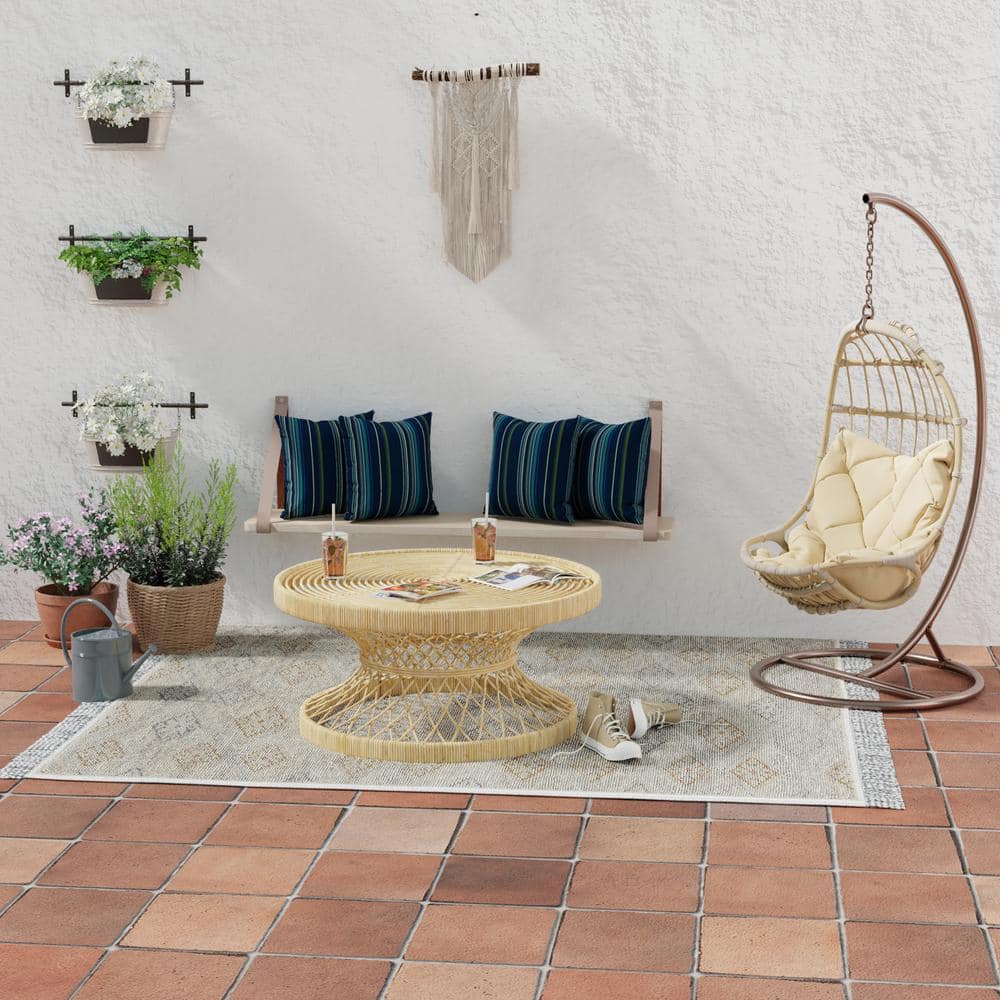 Stanton Lagoon Navy Stripe Square Outdoor Throw Pillow Set