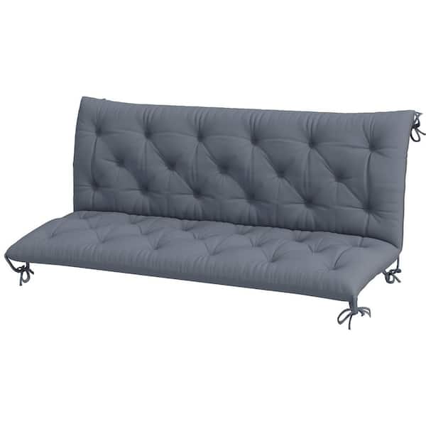 59 in. x 38 in. Tufted Bench Cushion for Outdoor Furniture, 3-Seater Replacement for Swing Chair, Patio Sofa/Couch, Grey