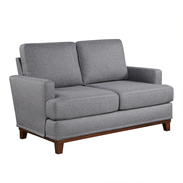 Bridgevine Home Penny 56 in. Avalon Grey Solid Polyester 2-Seats Loveseats