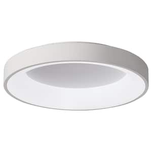 19.68 in. 1-Light White Creative Design Simple Circle 32-Watt Integrated LED Flush Mount Light Ceiling