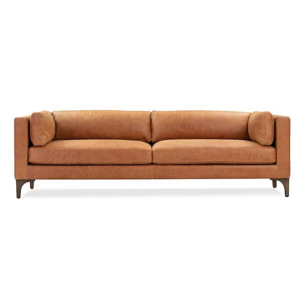 Poly and Bark Argan 93 in. 2Seat Square Arm Leather Straight Sofa in Cognac Tan HDLR558TAN
