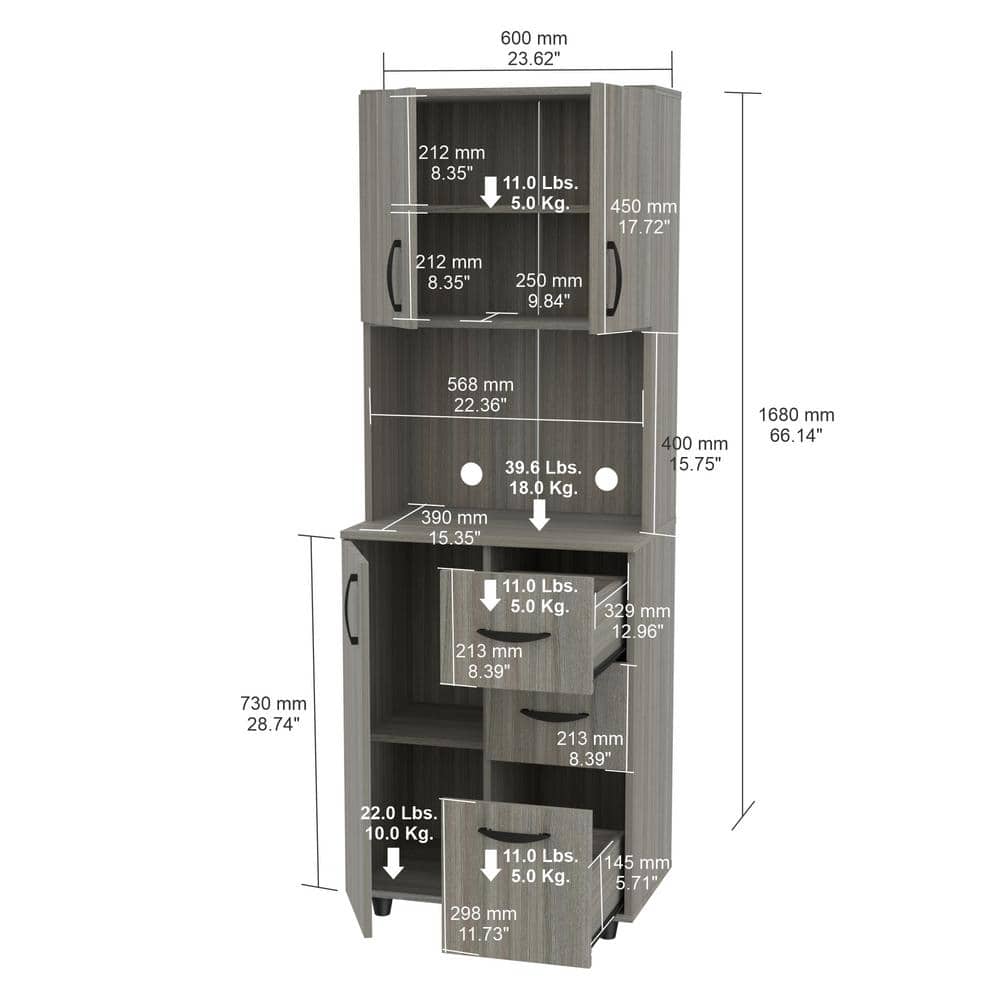 Modern Medium Brown PVC Pantry Cabinet with Laminate Finish