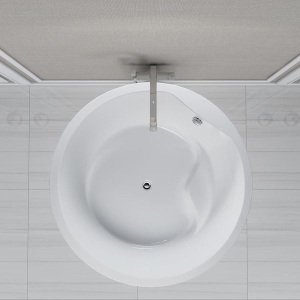 Vanity Art Troyes 59 in. Acrylic Flatbottom Freestanding Bathtub in White
