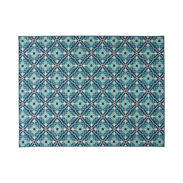 Noble House Lena Navy and Blue 7 ft. x 10 ft. Indoor/Outdoor Patio Area Rug