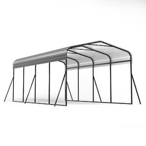12 ft. W x 20 ft. D x 8 ft. H Carport Galvanized Steel Car Canopy and Shelter, Black