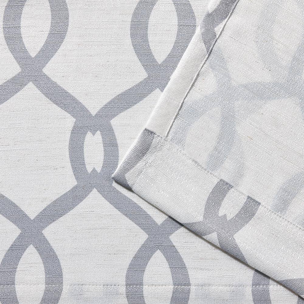 Dove Grey Light-Filtering Geometric Grommet Curtain Panels