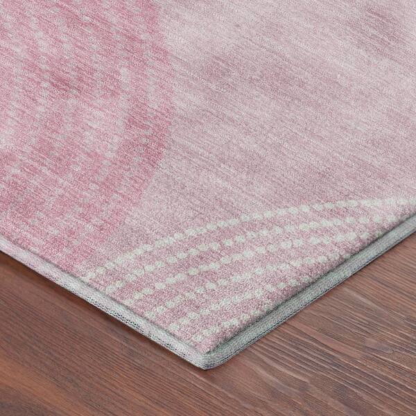 Mayfield Premium Machine Washable Abstract AMF2281 Pink 2 ft. x 7 ft. Runner Rug