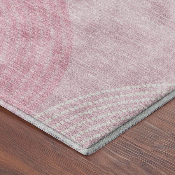 Mayfield Premium Machine Washable Abstract AMF2281 Pink 9 ft. x 12 ft. Area Rug
