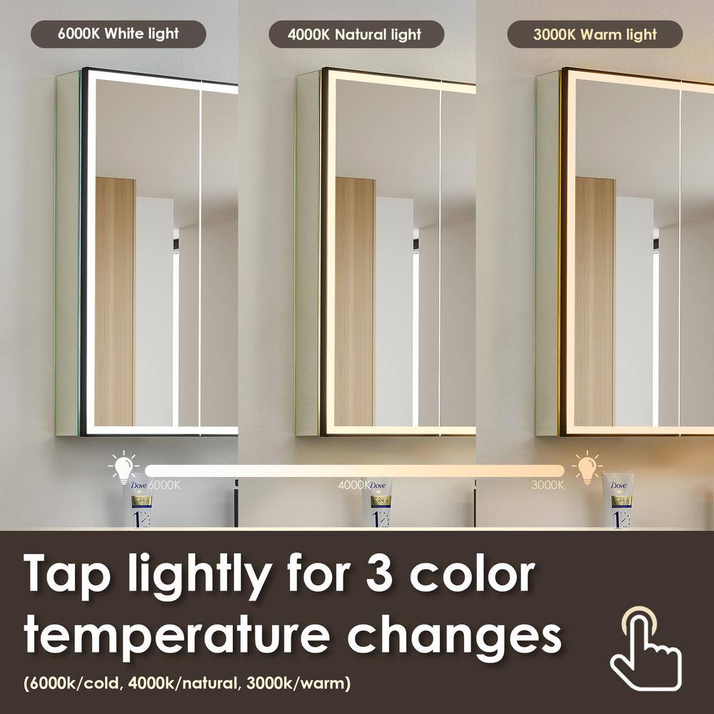 Fenice 48" Matte Black Aluminum LED Medicine Cabinet