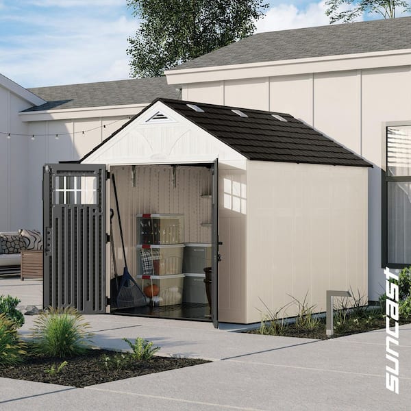 Tremont 8 ft. W x 10 ft. D Plastic Resin Storage Shed with Floor (86 sq. ft.) in Ice Cube (White)