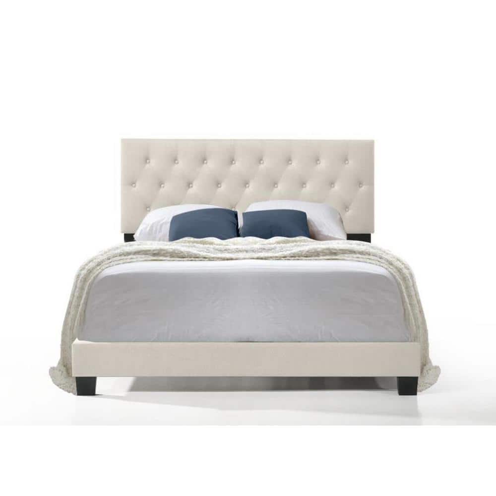 BRAND NEW COMPLETE Belle Isle Furniture CRB61-0K00 Royale Linen Bed with USB Power Connection  Beige - Twin Size
