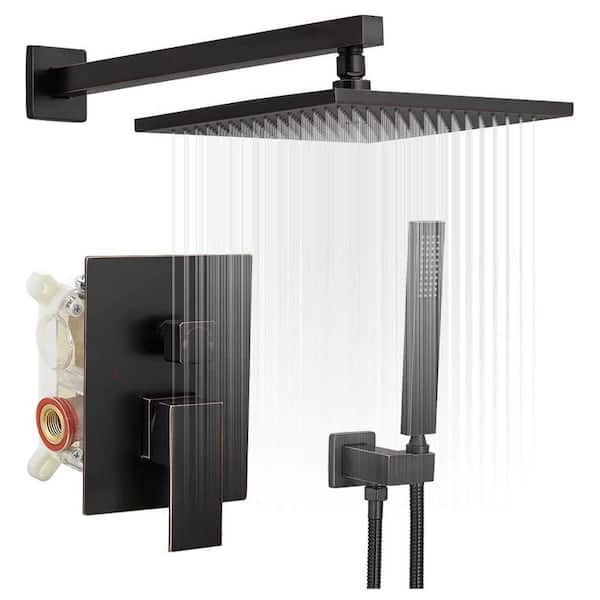 BWE 2-Spray Patterns With 2.5 GPM 12 in. Showerhead Wall Mounted Dual Shower Heads With Valve in Oil Rubbed Bronze