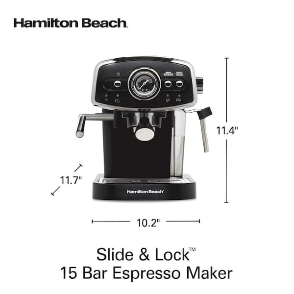 Hamilton Beach Slide & Lock 2- Cup Black Espresso Machine with 15