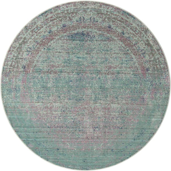 Austin Muse Light Blue 6' 0 x 6' 0 Round Rug