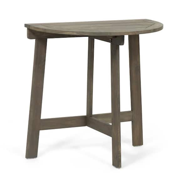 Westmount Grey Half-Round Folding Acacia Wood Outdoor Patio Bistro Table