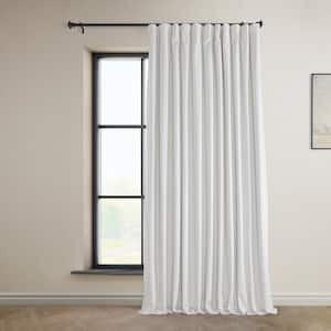 Pillow White Extra Wide Velvet Rod Pocket Room Darkening Curtain - 100 in. W x 108 in. L