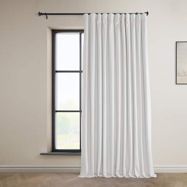 Exclusive Fabrics & Furnishings Pillow White Extra Wide Heritage Plush Velvet Extrawide Room Darkening Curtain - 100 in. W x 84 in. L (1 Panel)