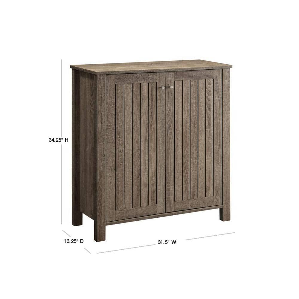 Weathered Brown Transitional 4-Shelf Wooden Shoe Cabinet