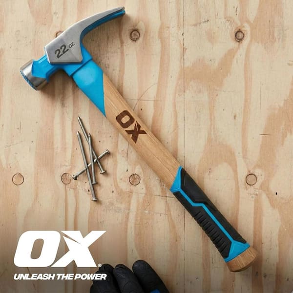 OX TOOLS Pro 22 oz. Milled Face Framing Hammer : Straight Hickory
