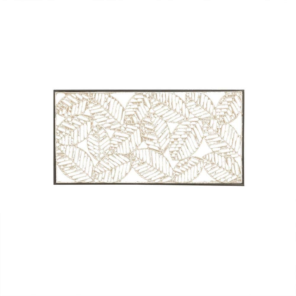 Madison Park 31.89 in. x 15.94 in. Black Metal Framed Cloaked Leaves Wall D