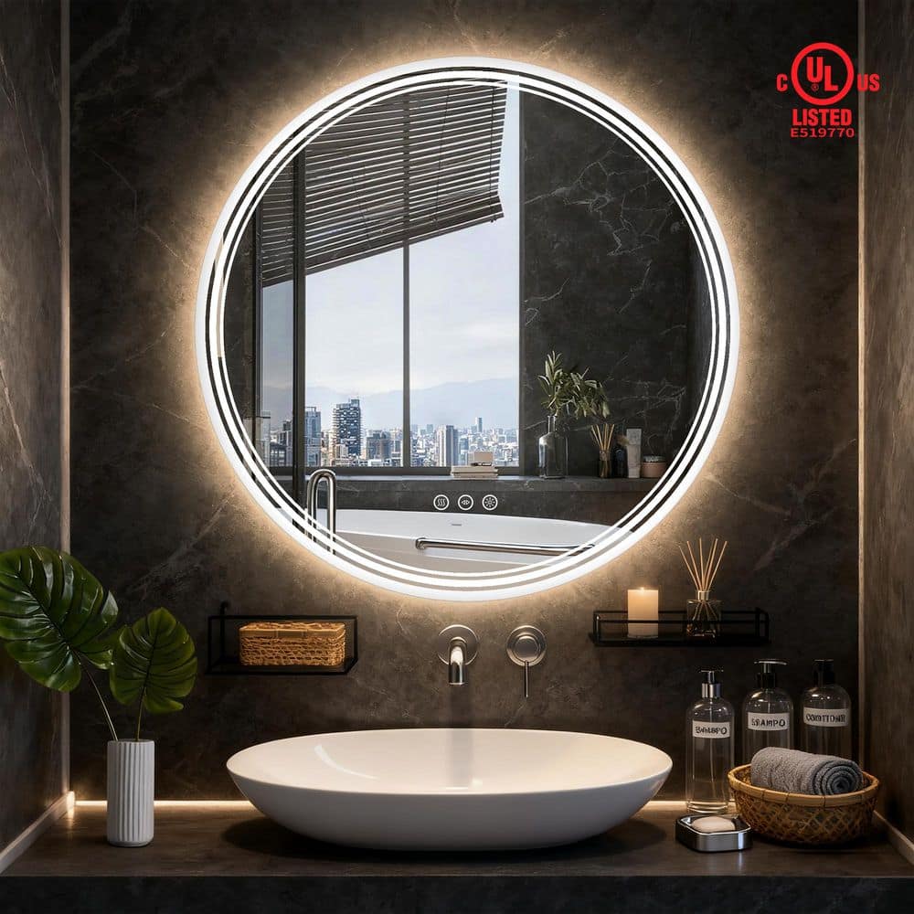 30 in. W x 30 in. H Round Frameless Wall Mounted Vanity Mirror Modern Bathroom Wall Mirror price history on PriceWatchPro